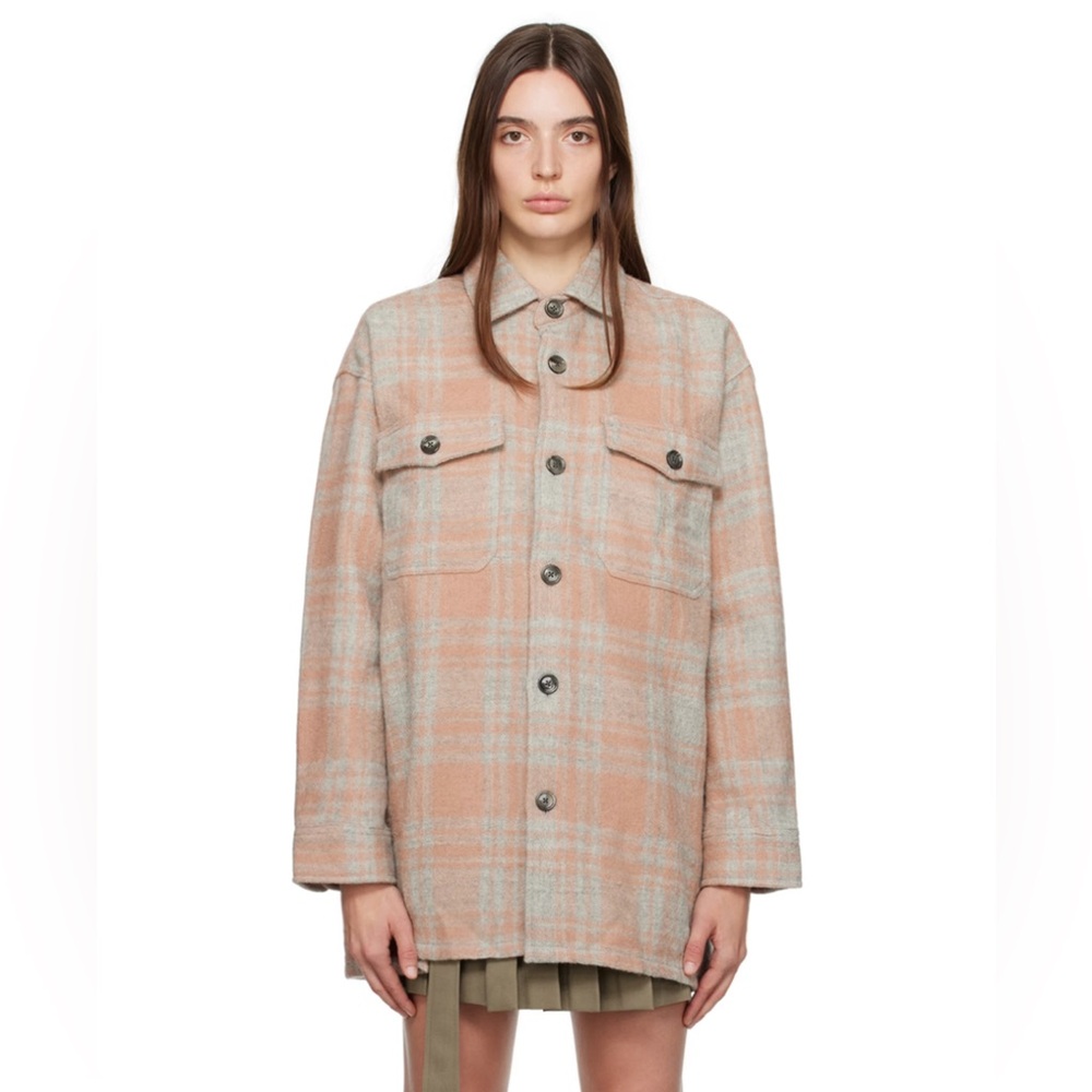 Ami Alexandre Mattiussi Pink & Gray Plaid Oversized Jacket Unisex Size Medium